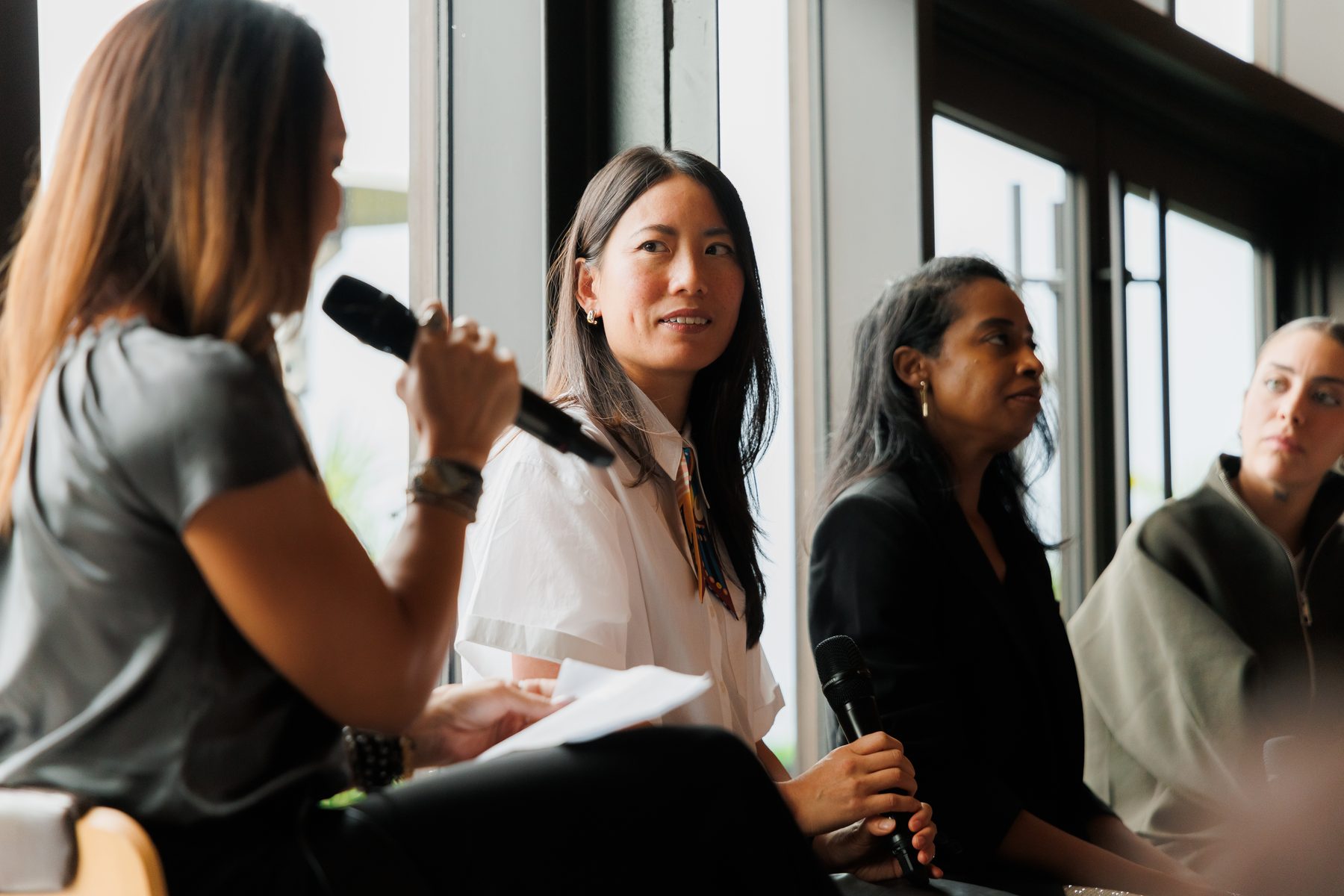 Lianne Baron moderating a panel