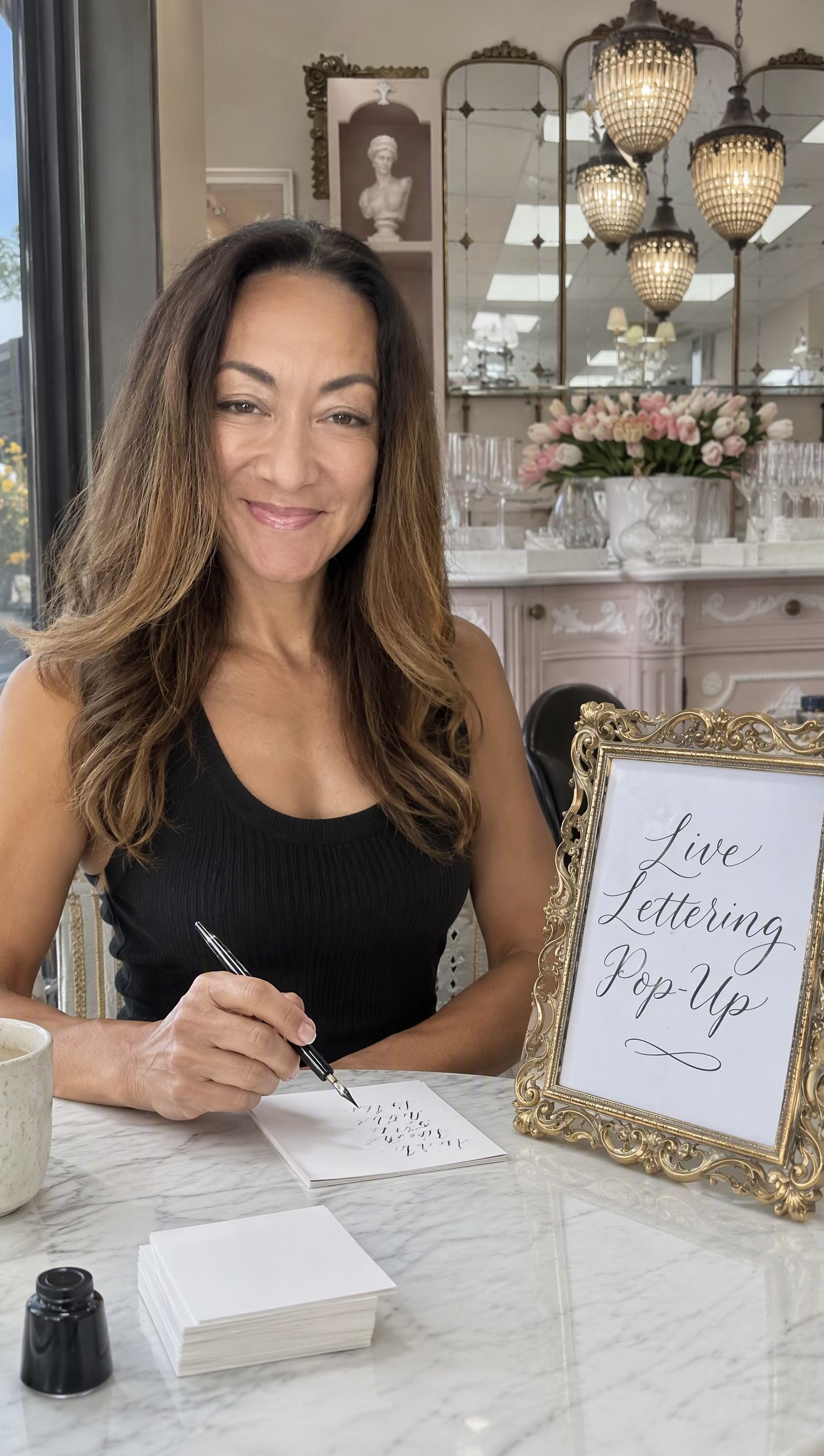 Lianne lettering live at a private event